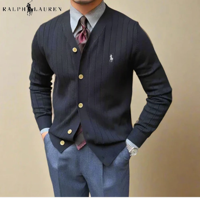 Cardigan da uomo in maglia business con scollo a V